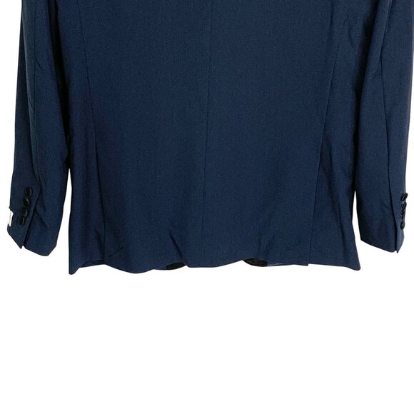 Mens Navy Blue Trim Fit Tuxedo Jacket Black Satin Shawl Lapel 40R Nordstrom Rack - Picture 10 of 13